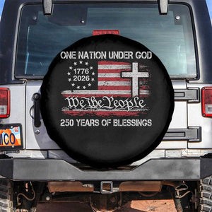 One Nation Under God 250 Years Of Blessing Spare Tire Cover 250th Faith Anniversary USA TS11 No hole Black Print Your Wear