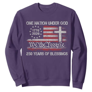 One Nation Under God 250 Years Of Blessing Sweatshirt 250th Faith Anniversary USA TS11 Purple Print Your Wear