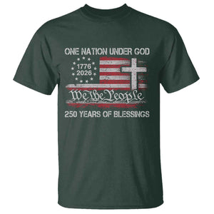 One Nation Under God 250 Years Of Blessing T Shirt 250th Faith Anniversary USA TS11 Dark Forest Green Print Your Wear