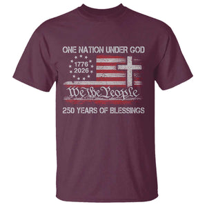 One Nation Under God 250 Years Of Blessing T Shirt 250th Faith Anniversary USA TS11 Maroon Print Your Wear
