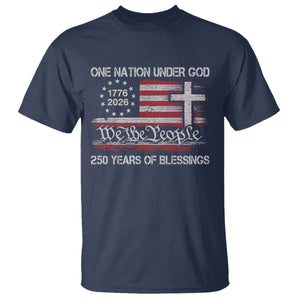 One Nation Under God 250 Years Of Blessing T Shirt 250th Faith Anniversary USA TS11 Navy Print Your Wear