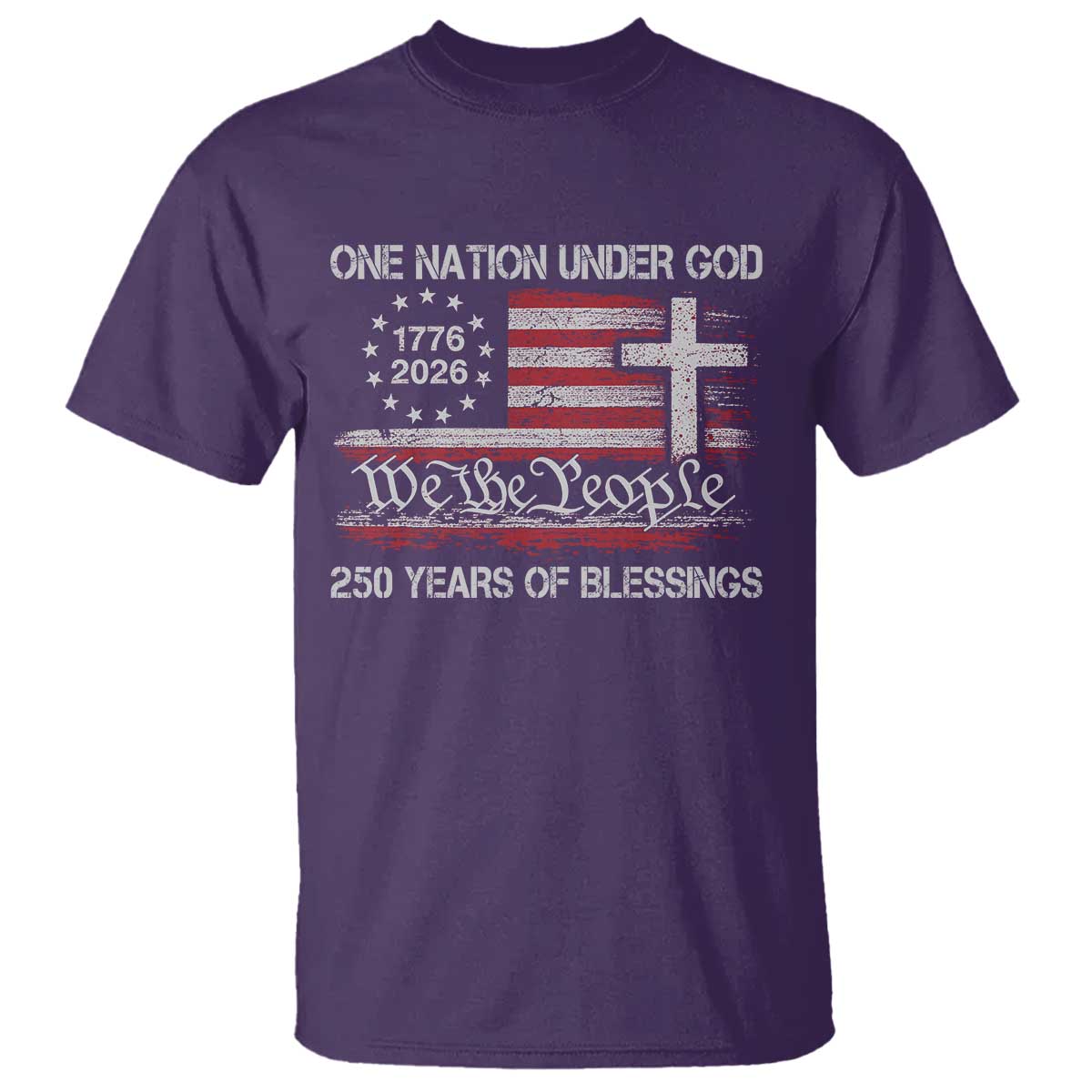One Nation Under God 250 Years Of Blessing T Shirt 250th Faith Anniversary USA TS11 Purple Print Your Wear