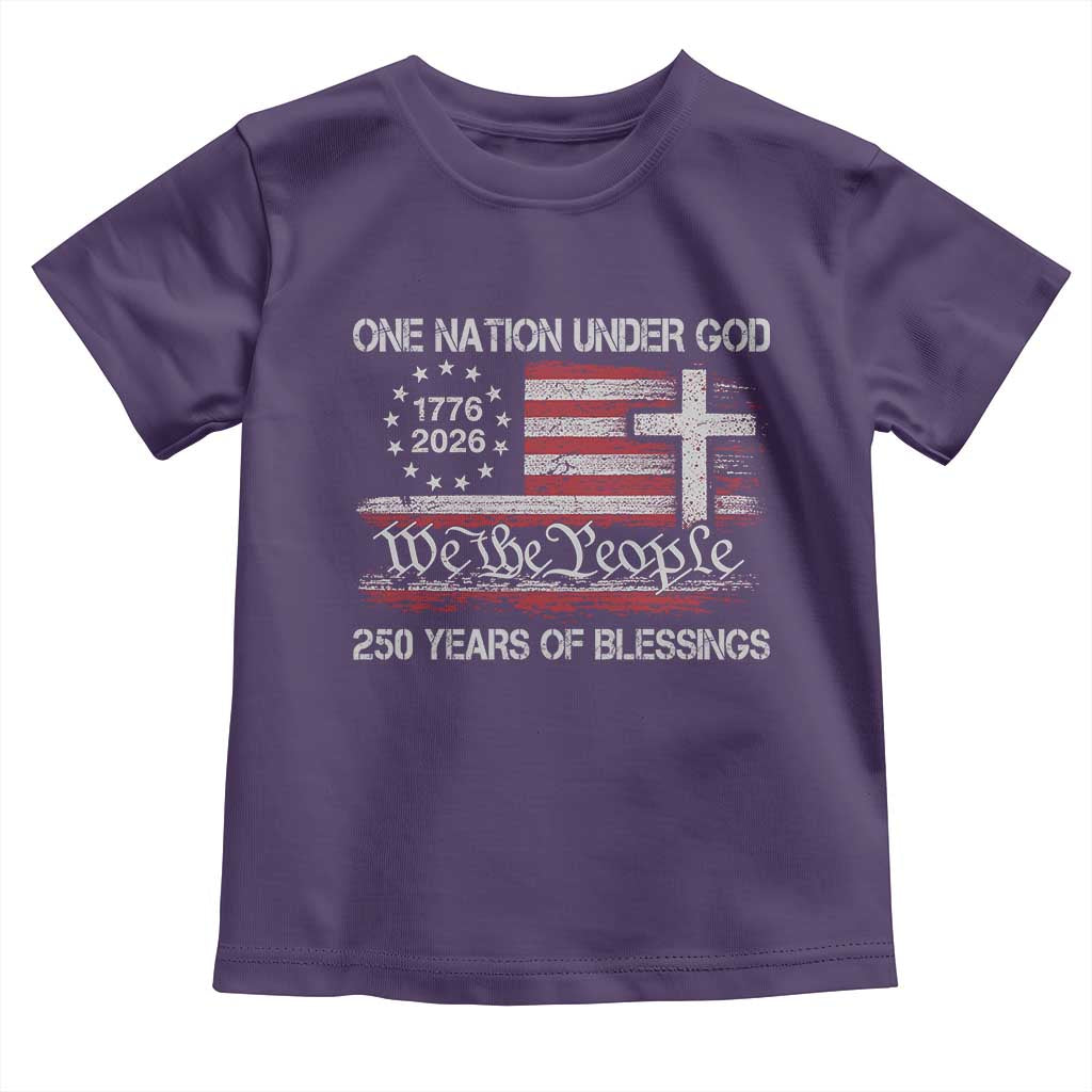 One Nation Under God 250 Years Of Blessing Toddler T Shirt 250th Faith Anniversary USA TS11 Purple Print Your Wear