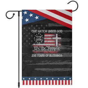 One Nation Under God 250 Years Of Blessing Garden Flag 250th Faith Anniversary USA TS11 Distressed Black Blue Print Your Wear
