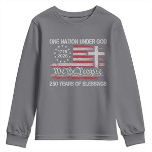 One Nation Under God 250 Years Of Blessing Youth Sweatshirt 250th Faith Anniversary USA TS11 Charcoal Print Your Wear