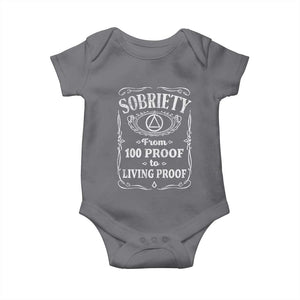 Sobriety From 100 Proof To Living Proof Baby Onesie Sober Anniversary AA NA Recovery TS11 Charcoal Print Your Wear