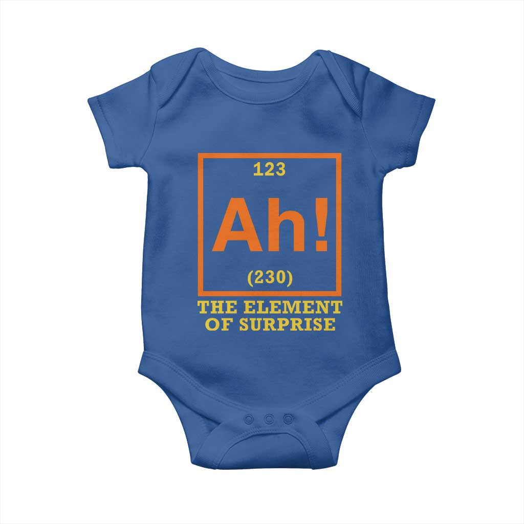 Ah The Element Of Surprise Baby Onesie Chemistry Science Humor Retro Periodic Table TS11 Royal Blue Print Your Wear