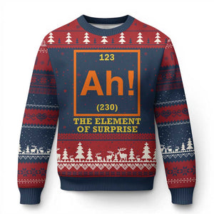 Ah The Element Of Surprise Ugly Christmas Sweater Chemistry Science Humor Retro Periodic Table TS11 Navy Red Print Your Wear