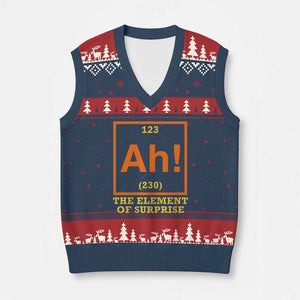 Ah The Element Of Surprise V-Neck Knit Sweater Vest Chemistry Science Humor Retro Periodic Table TS11 Navy Red Print Your Wear