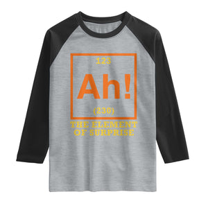 Ah The Element Of Surprise Raglan Shirt Chemistry Science Humor Retro Periodic Table TS11 Heather Gray Black Print Your Wear