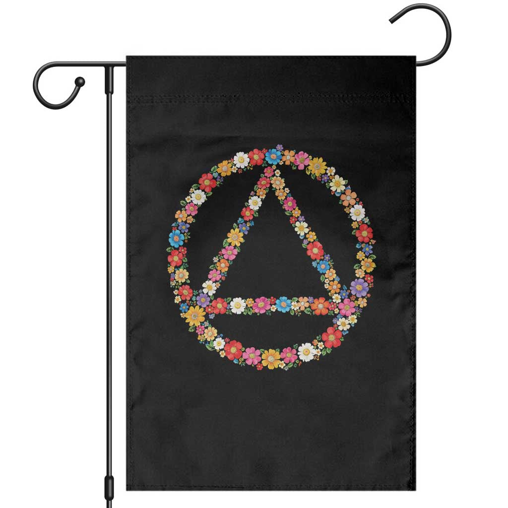 AA Sober Retro Flower Symbol Serenity Recovery Garden Flag TS11 Black Print Your Wear