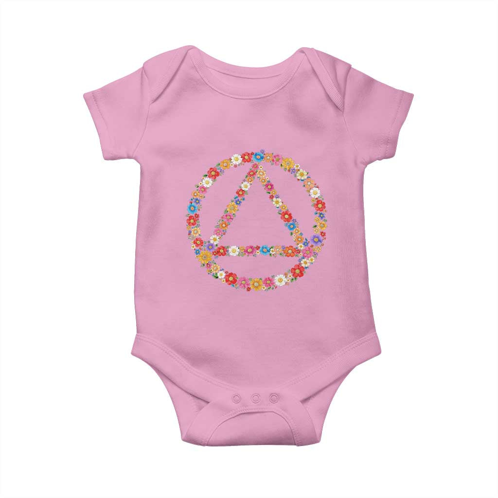 AA Sober Retro Flower Symbol Serenity Recovery Baby Onesie TS11 Light Pink Print Your Wear