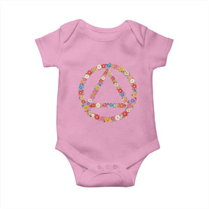 AA Sober Retro Flower Symbol Serenity Recovery Baby Onesie TS11 Light Pink Print Your Wear