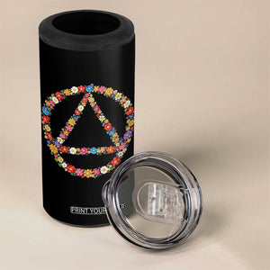 AA Sober Retro Flower Symbol Serenity Recovery 4 in 1 Can Cooler Tumbler TS11 Print Your Wear