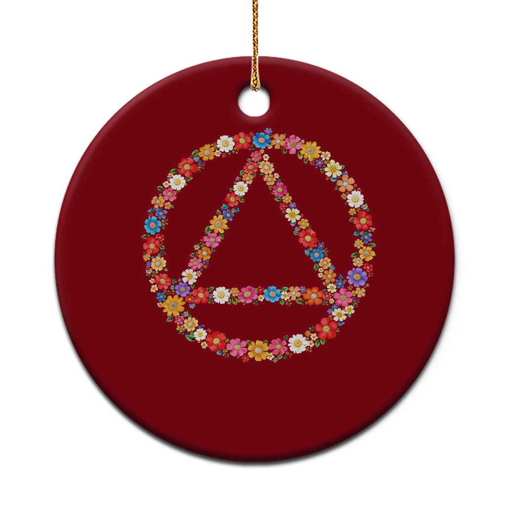 AA Sober Retro Flower Symbol Serenity Recovery Ceramic Ornament TS11 1pc Red Print Your Wear