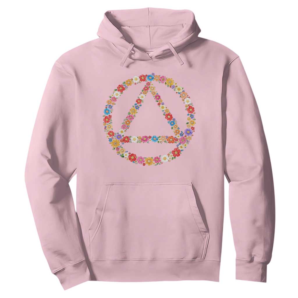AA Sober Retro Flower Symbol Serenity Recovery Hoodie TS11 Light Pink Print Your Wear