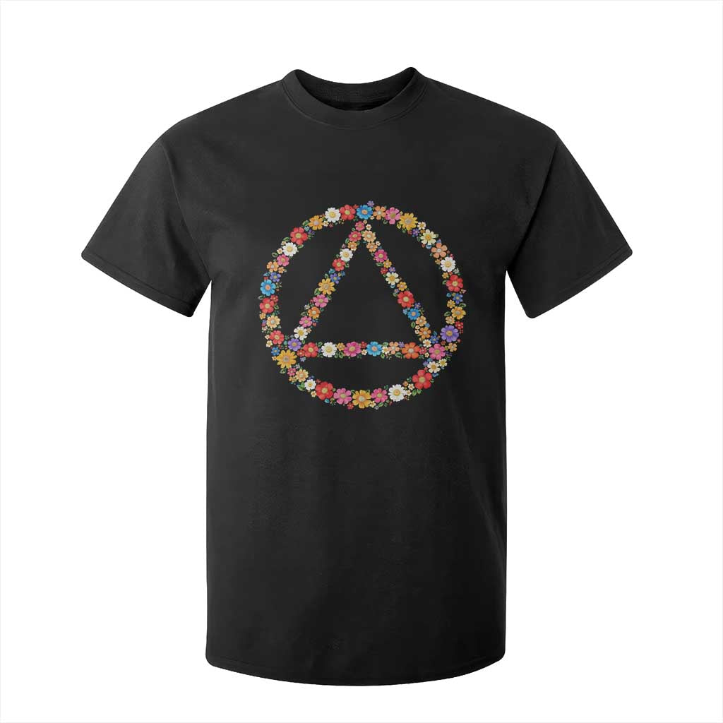 AA Sober Retro Flower Symbol Serenity Recovery T Shirt For Kid TS11 Black Print Your Wear