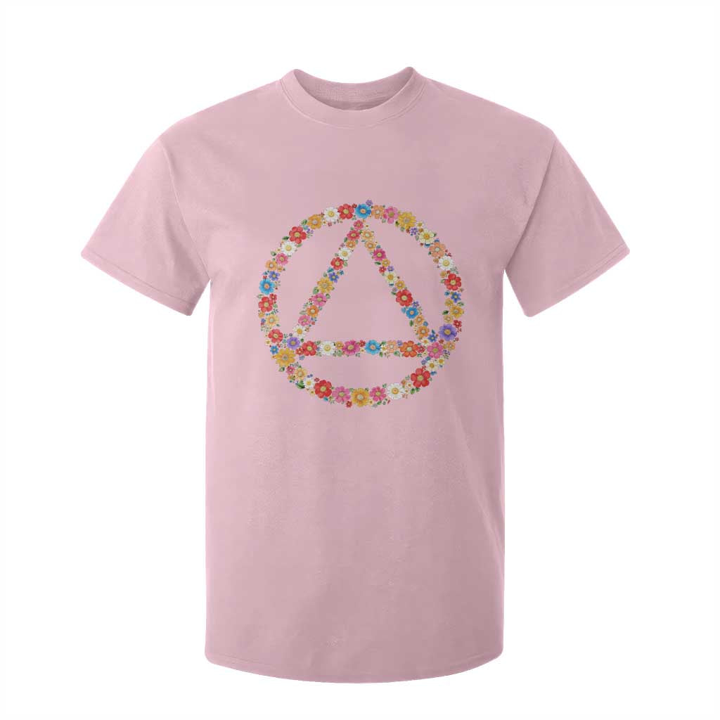 AA Sober Retro Flower Symbol Serenity Recovery T Shirt For Kid TS11 Light Pink Print Your Wear