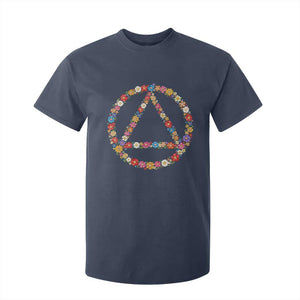 AA Sober Retro Flower Symbol Serenity Recovery T Shirt For Kid TS11 Navy Print Your Wear