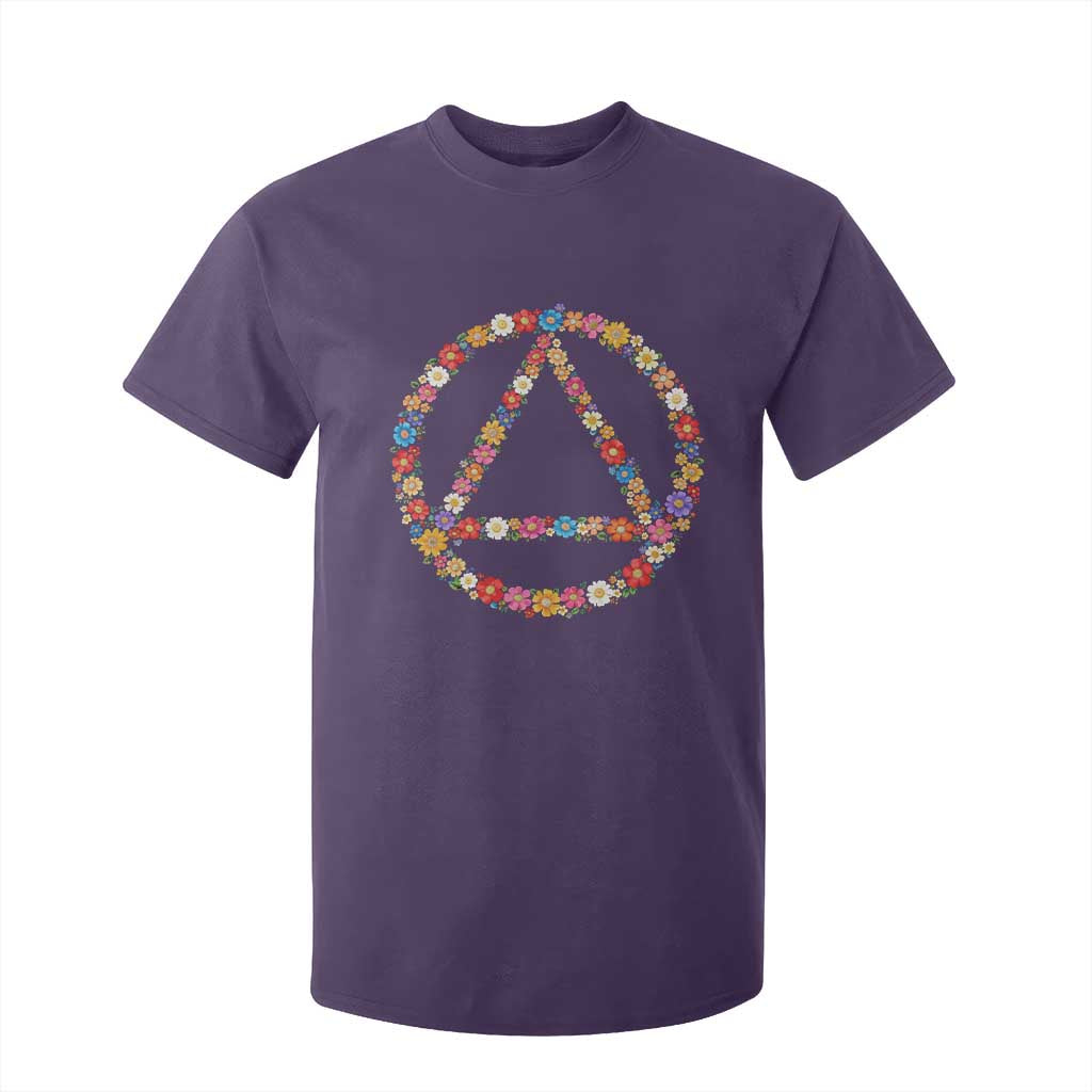 AA Sober Retro Flower Symbol Serenity Recovery T Shirt For Kid TS11 Purple Print Your Wear