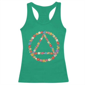 AA Sober Retro Flower Symbol Serenity Recovery Racerback Tank Top TS11 Irish Green Print Your Wear