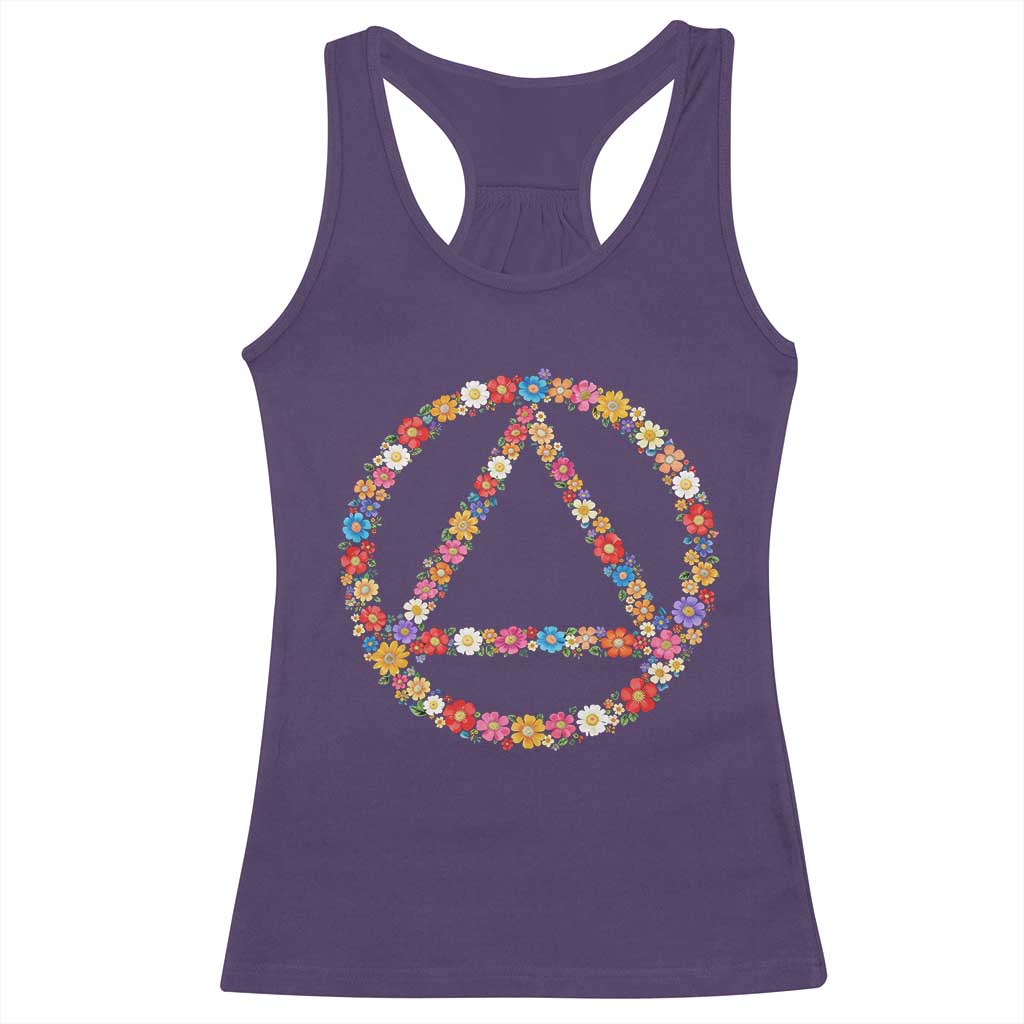 AA Sober Retro Flower Symbol Serenity Recovery Racerback Tank Top TS11 Purple Print Your Wear