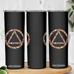 AA Sober Retro Flower Symbol Serenity Recovery Skinny Tumbler TS11 Print Your Wear