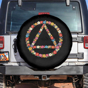 AA Sober Retro Flower Symbol Serenity Recovery Spare Tire Cover TS11 No hole Black Print Your Wear