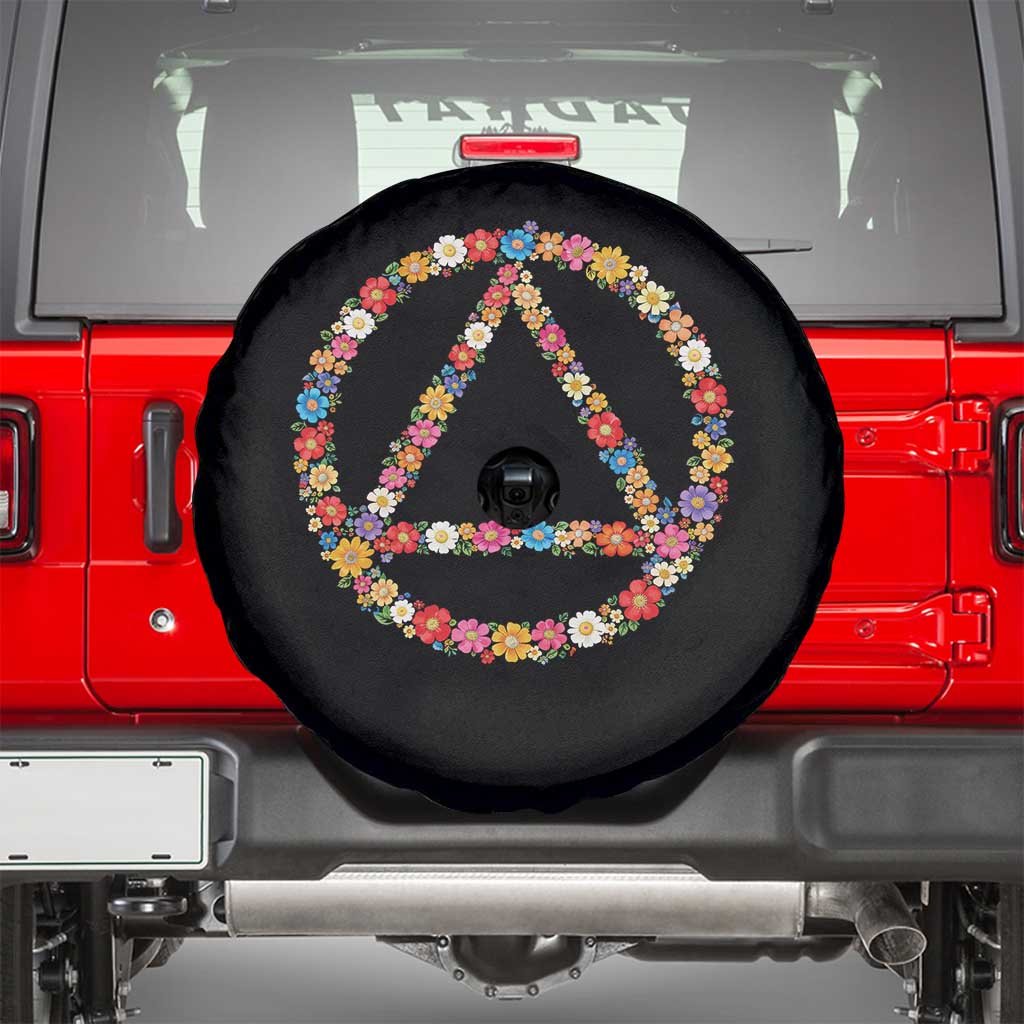 AA Sober Retro Flower Symbol Serenity Recovery Spare Tire Cover TS11 Black Print Your Wear