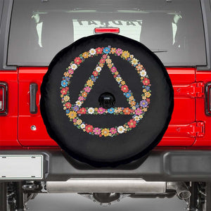 AA Sober Retro Flower Symbol Serenity Recovery Spare Tire Cover TS11 Black Print Your Wear
