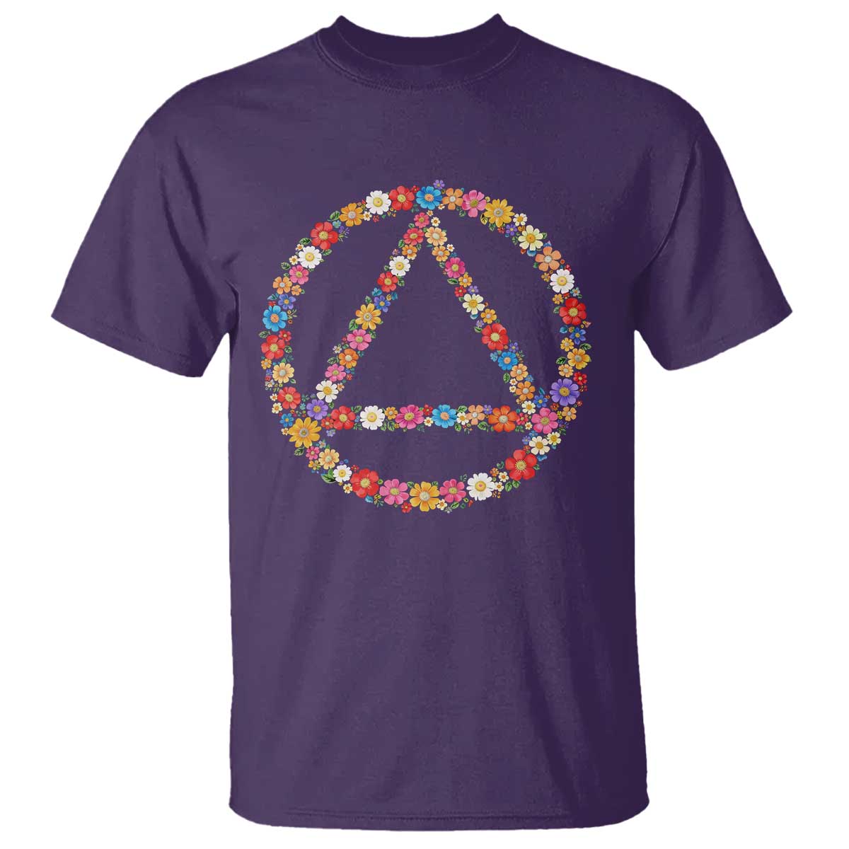 AA Sober Retro Flower Symbol Serenity Recovery T Shirt TS11 Purple Print Your Wear
