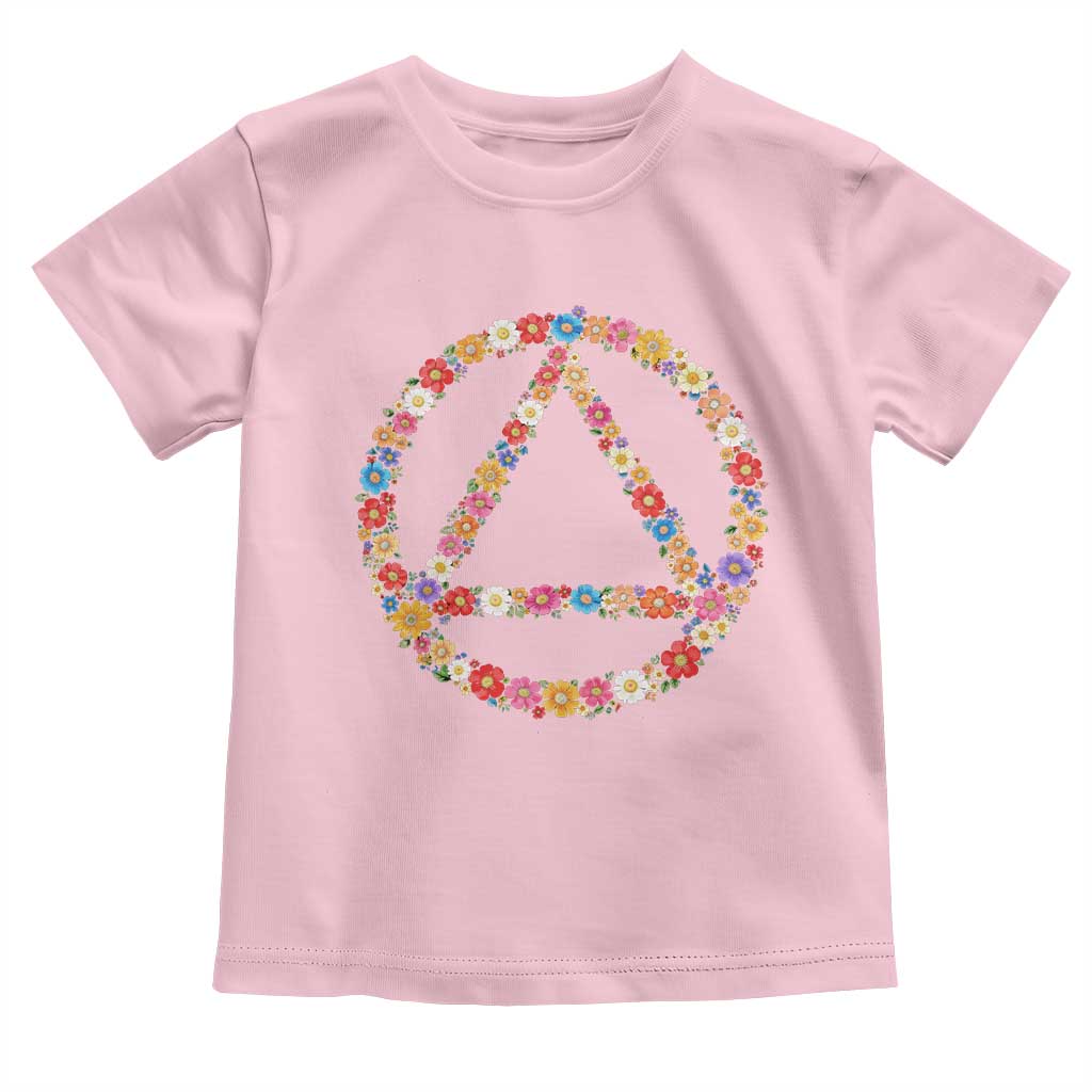 AA Sober Retro Flower Symbol Serenity Recovery Toddler T Shirt TS11 Light Pink Print Your Wear