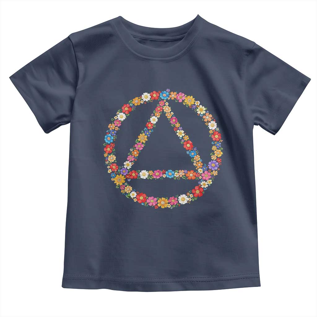 AA Sober Retro Flower Symbol Serenity Recovery Toddler T Shirt TS11 Navy Print Your Wear