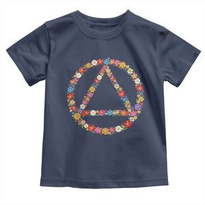 AA Sober Retro Flower Symbol Serenity Recovery Toddler T Shirt TS11 Navy Print Your Wear