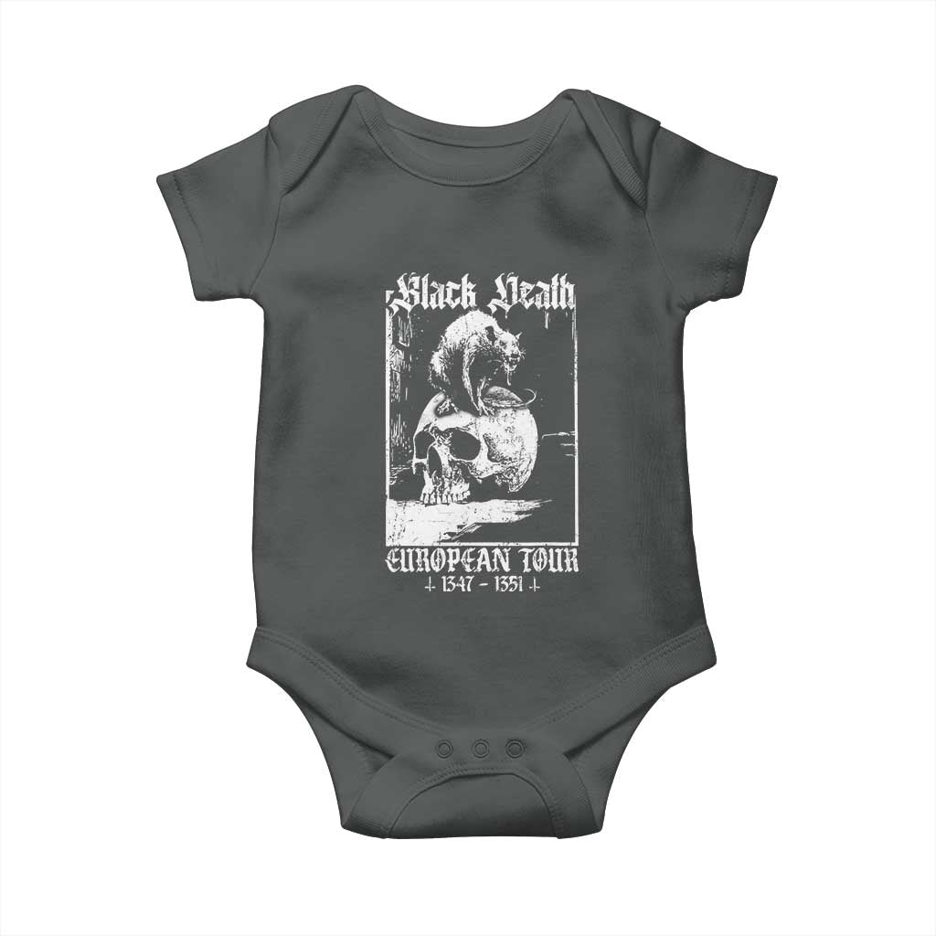 Black Death European Tour Baby Onesie Plague Rat Medieval History Skull Gothic TS11 Dark Heather Print Your Wear