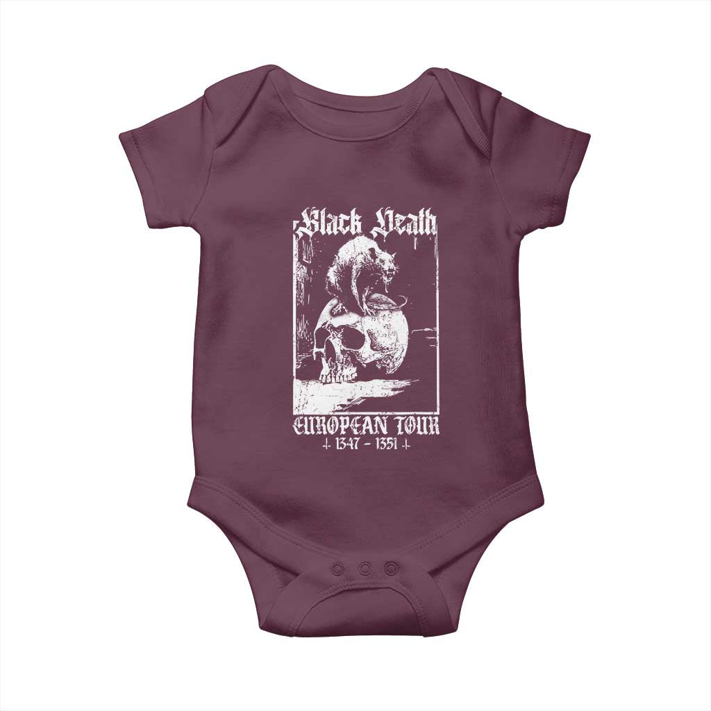 Black Death European Tour Baby Onesie Plague Rat Medieval History Skull Gothic TS11 Maroon Print Your Wear