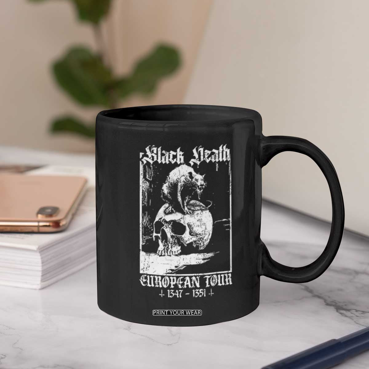 Black Death European Tour Coffee Mug Plague Rat Medieval History Skull Gothic TS11 Print Your Wear