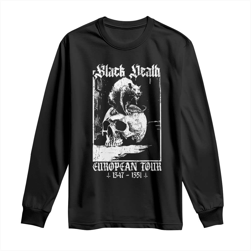 Black Death European Tour Long Sleeve Shirt Plague Rat Medieval History Skull Gothic TS11 Black Print Your Wear