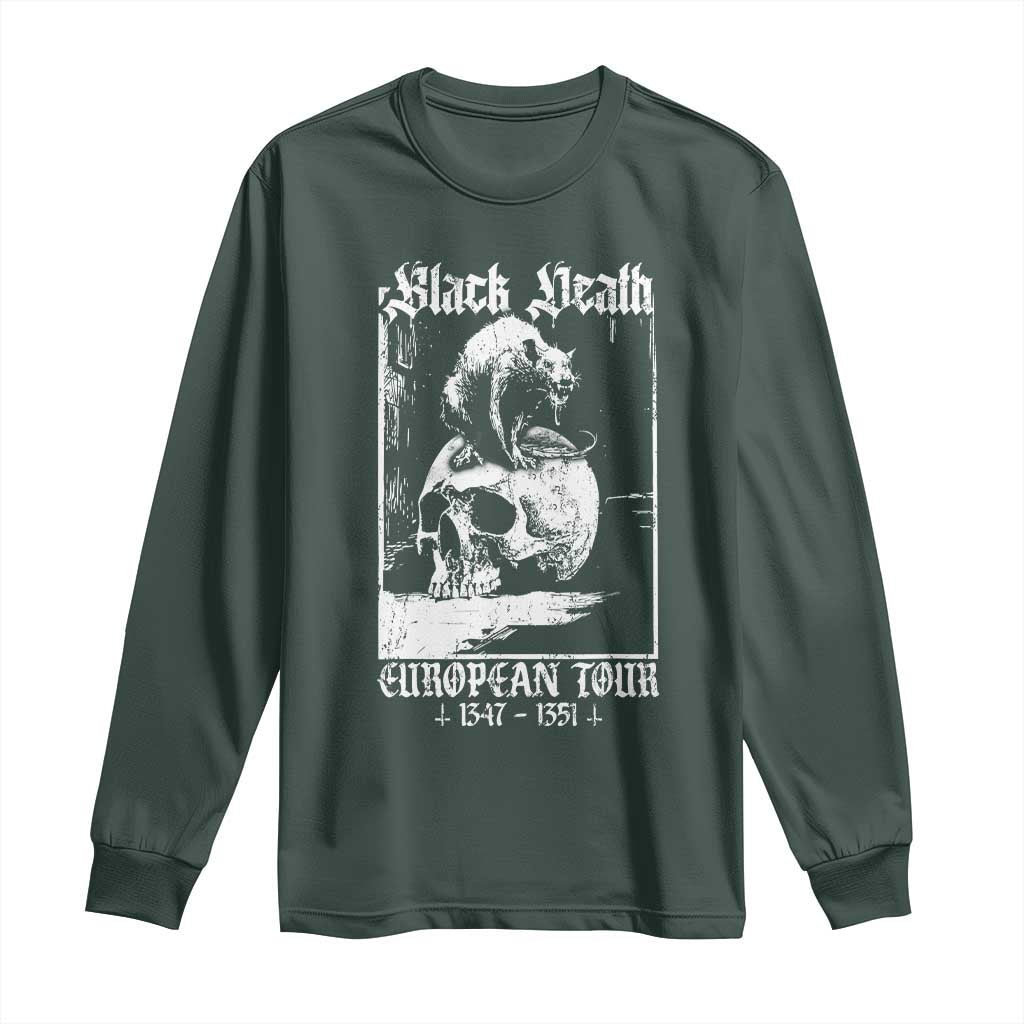 Black Death European Tour Long Sleeve Shirt Plague Rat Medieval History Skull Gothic TS11 Dark Forest Green Print Your Wear