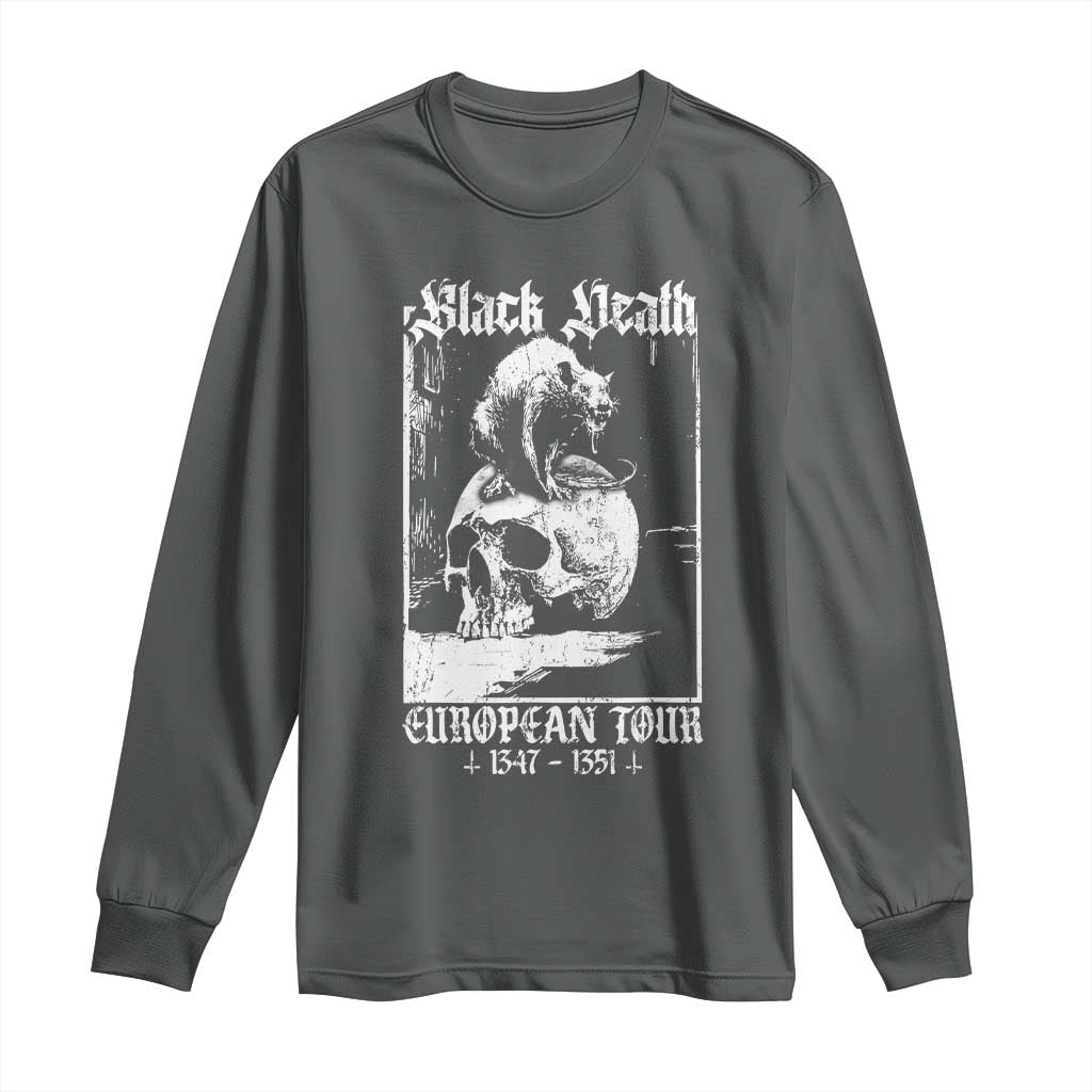 Black Death European Tour Long Sleeve Shirt Plague Rat Medieval History Skull Gothic TS11 Dark Heather Print Your Wear