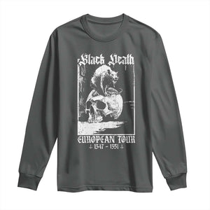Black Death European Tour Long Sleeve Shirt Plague Rat Medieval History Skull Gothic TS11 Dark Heather Print Your Wear