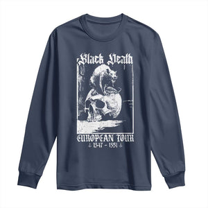 Black Death European Tour Long Sleeve Shirt Plague Rat Medieval History Skull Gothic TS11 Navy Print Your Wear