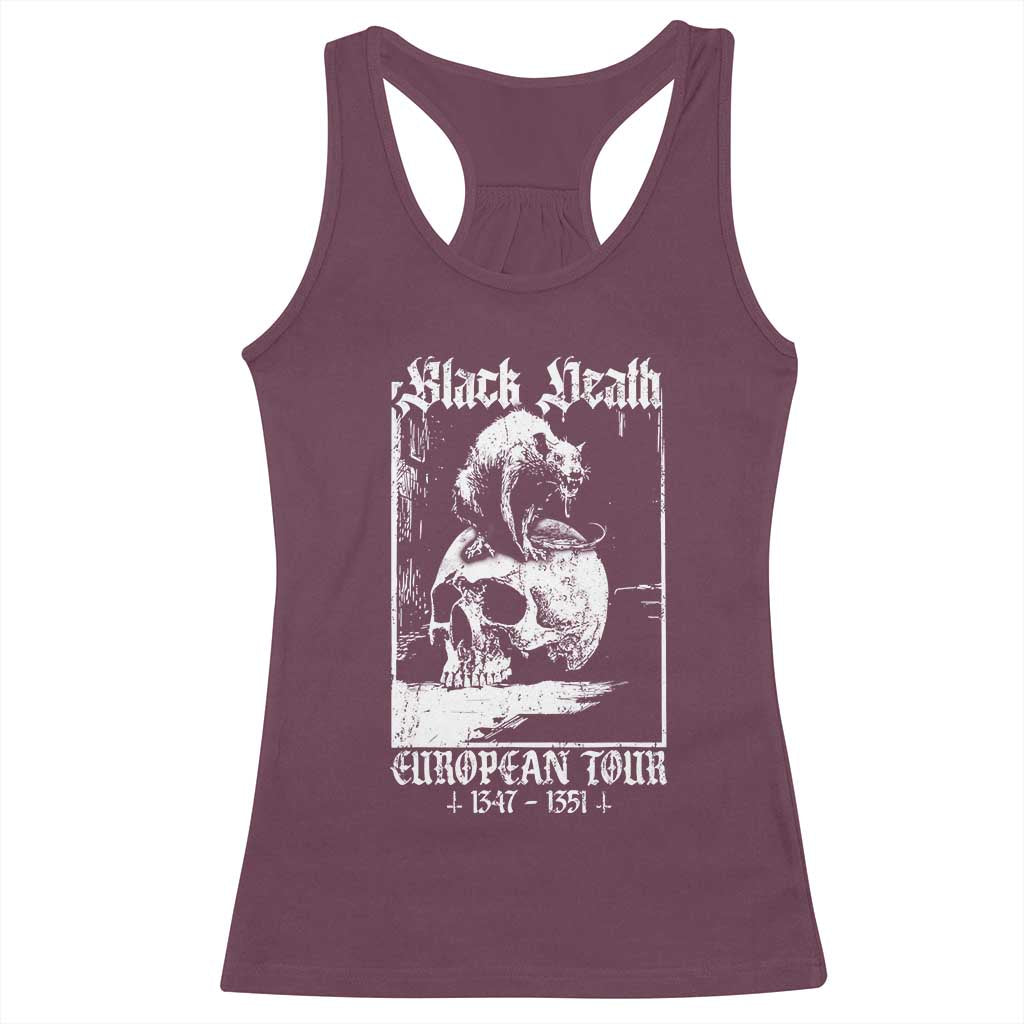 Black Death European Tour Racerback Tank Top Plague Rat Medieval History Skull Gothic TS11 Maroon Print Your Wear