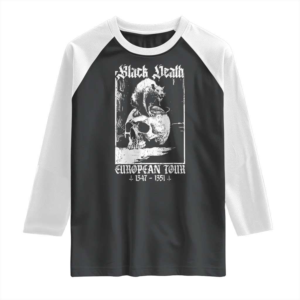 Black Death European Tour Raglan Shirt Plague Rat Medieval History Skull Gothic TS11 Black White Print Your Wear