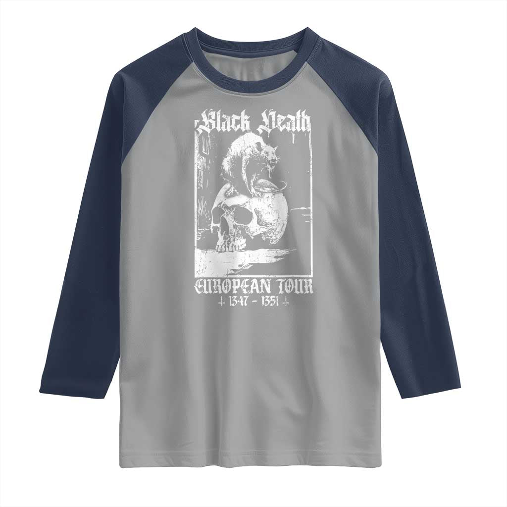 Black Death European Tour Raglan Shirt Plague Rat Medieval History Skull Gothic TS11 Sport Gray Navy Print Your Wear