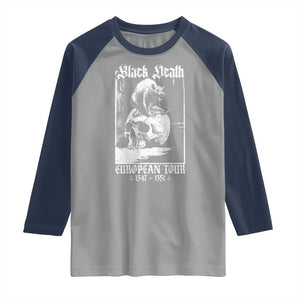 Black Death European Tour Raglan Shirt Plague Rat Medieval History Skull Gothic TS11 Sport Gray Navy Print Your Wear
