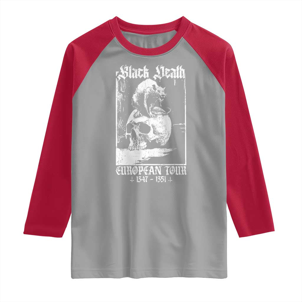 Black Death European Tour Raglan Shirt Plague Rat Medieval History Skull Gothic TS11 Sport Gray Red Print Your Wear