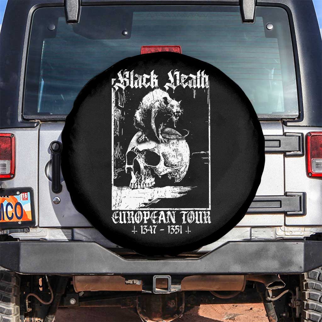 Black Death European Tour Spare Tire Cover Plague Rat Medieval History Skull Gothic TS11 No hole Black Print Your Wear