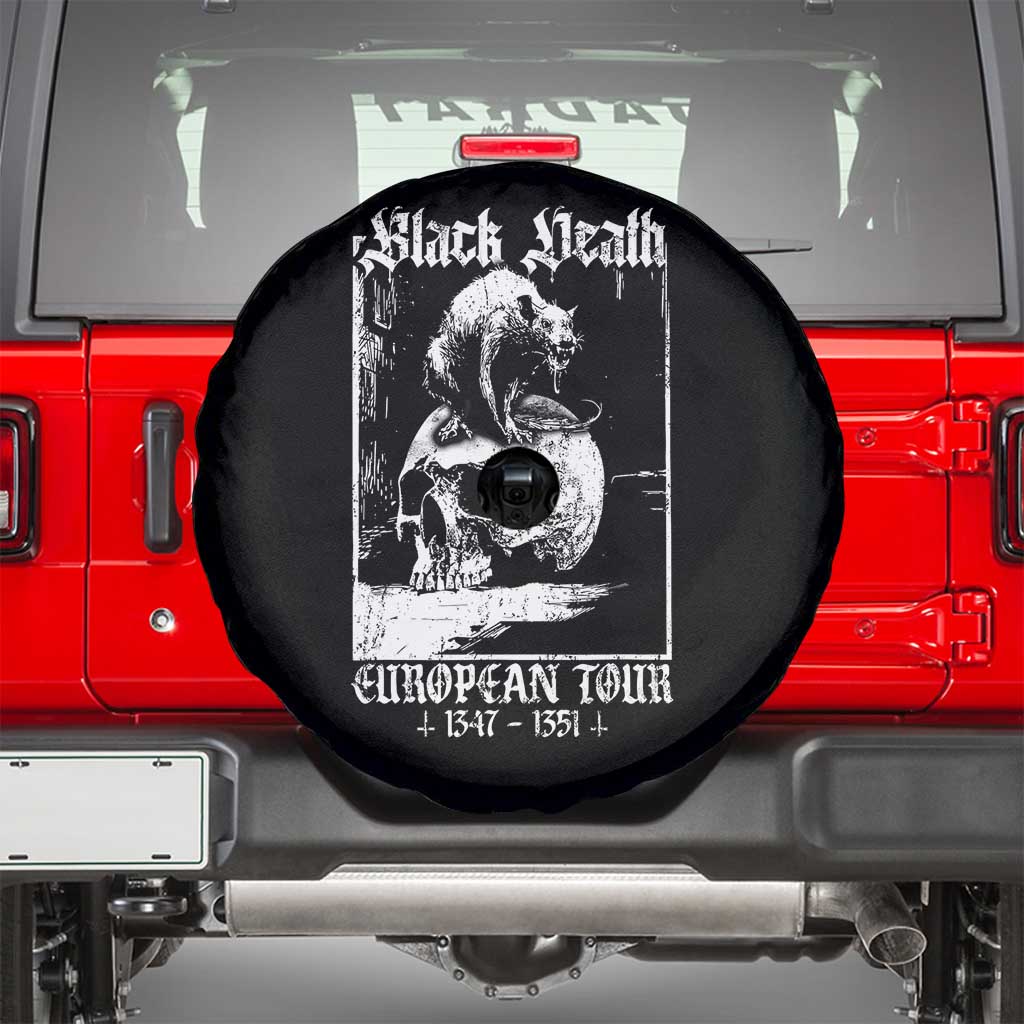 Black Death European Tour Spare Tire Cover Plague Rat Medieval History Skull Gothic TS11 Black Print Your Wear