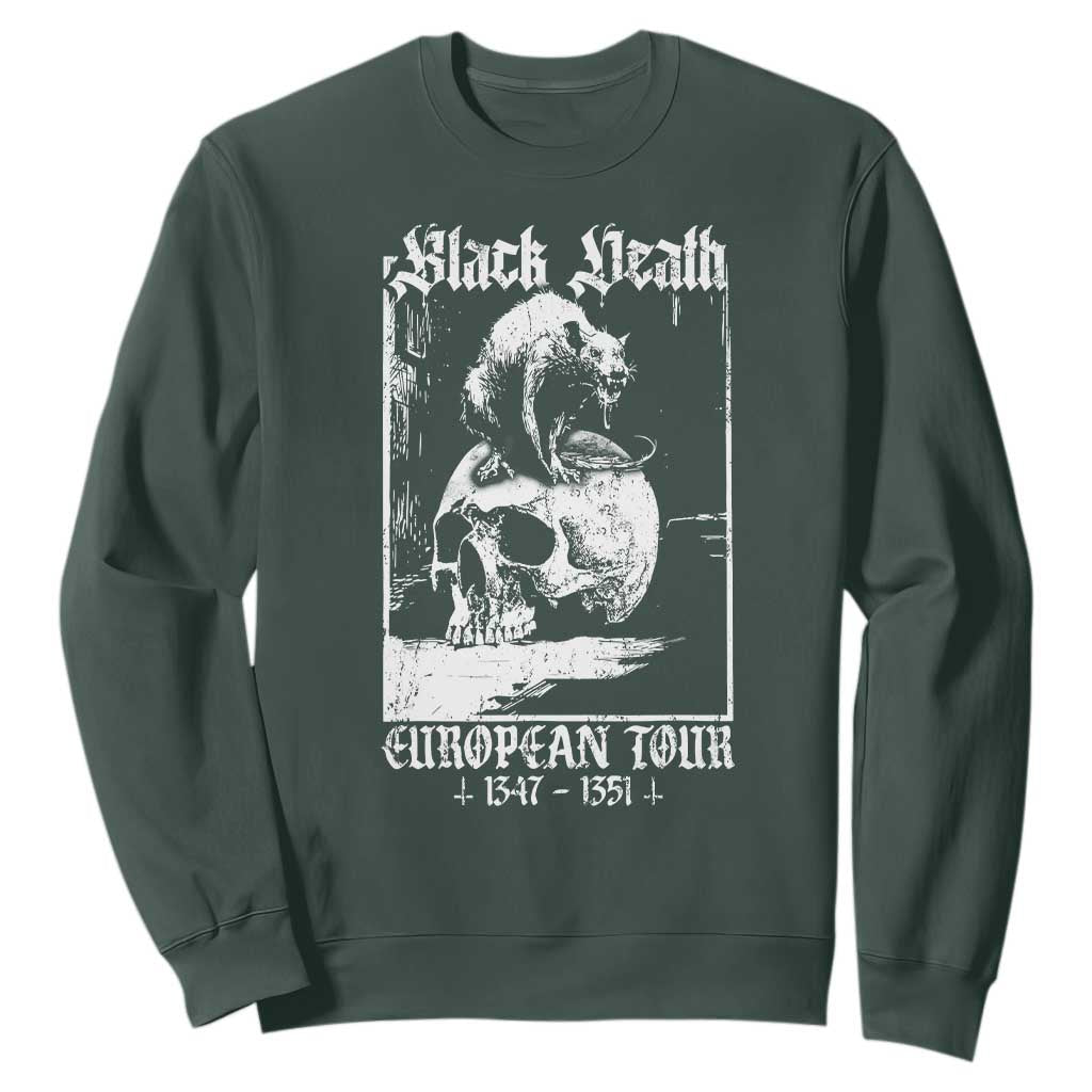 Black Death European Tour Sweatshirt Plague Rat Medieval History Skull Gothic TS11 Dark Forest Green Print Your Wear